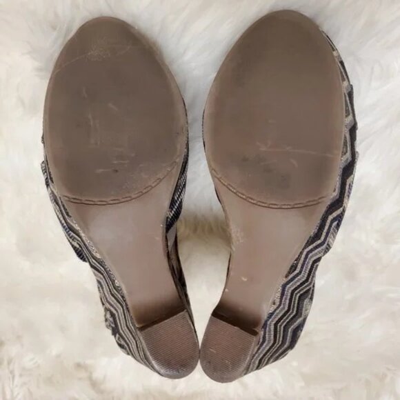 Crown Vintage Chevron Design Slingback Platform Wedge Sandal SZ 7.5M - Picture 8 of 10